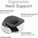 Proglobe Orthopedic Neck Pillow Travel Neck Pillows for Airplanes, Memory Foam Kit, Updated Resting Material, Airplane Travel Set with 3D Contoured Eye Masks, Earplugs, and Luxury Mesh Bag (Grey)