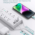 Power Strip Surge Protector - Addtam 10Ft Long Extension Cord with 6 Outlets and 4 USB Ports(2USB C), Flat Plug Overload Surge Protection Outlet Strip, Wall Mount for Home, Office and More