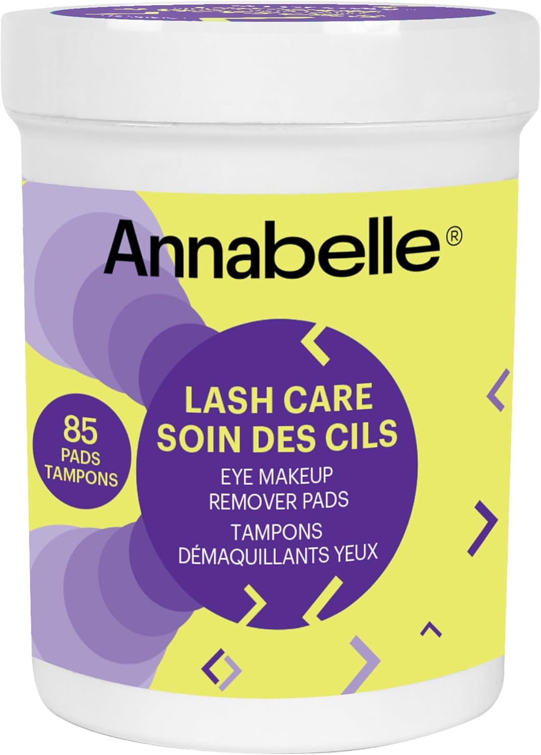 Annabelle Soothing De-Puffing & Lash Care Eye Makeup Remover Pads, Paraben-Free, Fragrance-Free, Soap-Free, Hypoallergenic, Cruelty-Free, 85 Pads