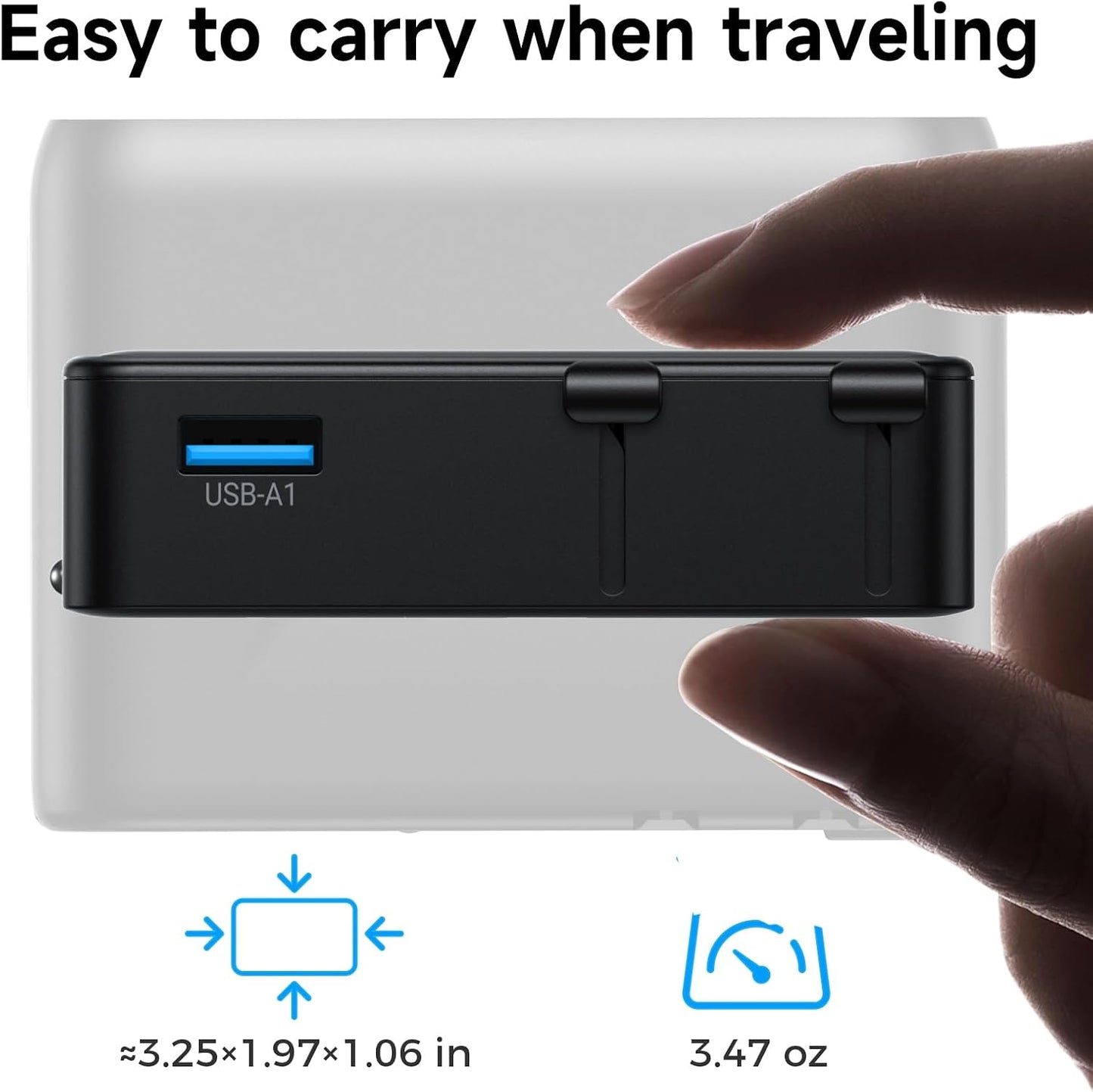 Mini Universal Travel Plug Adapter, 2026 Ultra-Thin PD 25W Fordable Travel Adapter with 1AC 1USB-A 2USB-C Ports,Smart Temperature Control, Worldwide EU/UK/AU/AS Plug Adapter for Travel