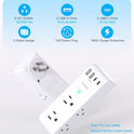 Surge Protector Outlet Extender - with Rotating Plug, 6 AC Multi Plug Outlet with 4 USB Ports (2 USB C), 1800 Joules, 3-Sided Swivel Power Bar with Spaced Splitter for Home, Office, Travel