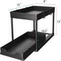DEKAVA Under Sink Organizer 2 Pack, Bathroom Organizers, 2 Tier Sliding Cabinet Basket Organizer Drawer, Multi-Purpose Bath Collection Baskets for Bathroom (Black)