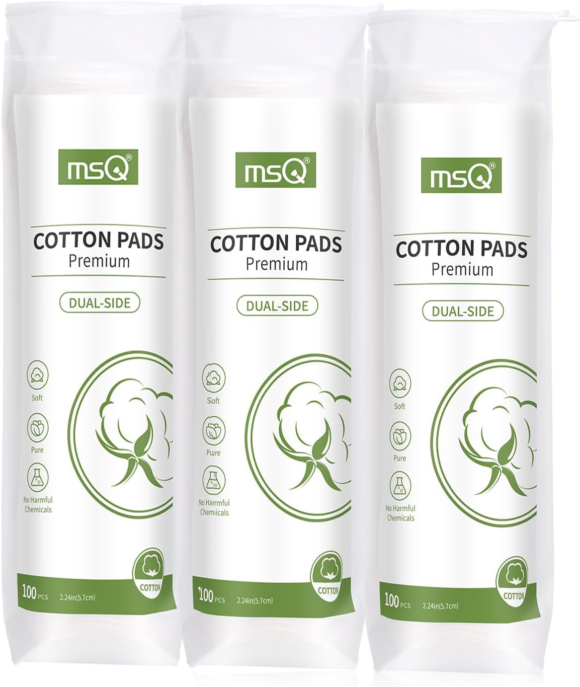 MSQ Cotton Rounds (300 Count), Makeup Remover Pads, Cotton Facial Cleansing Round Cotton Pads Lint-Free, Hypoallergenic