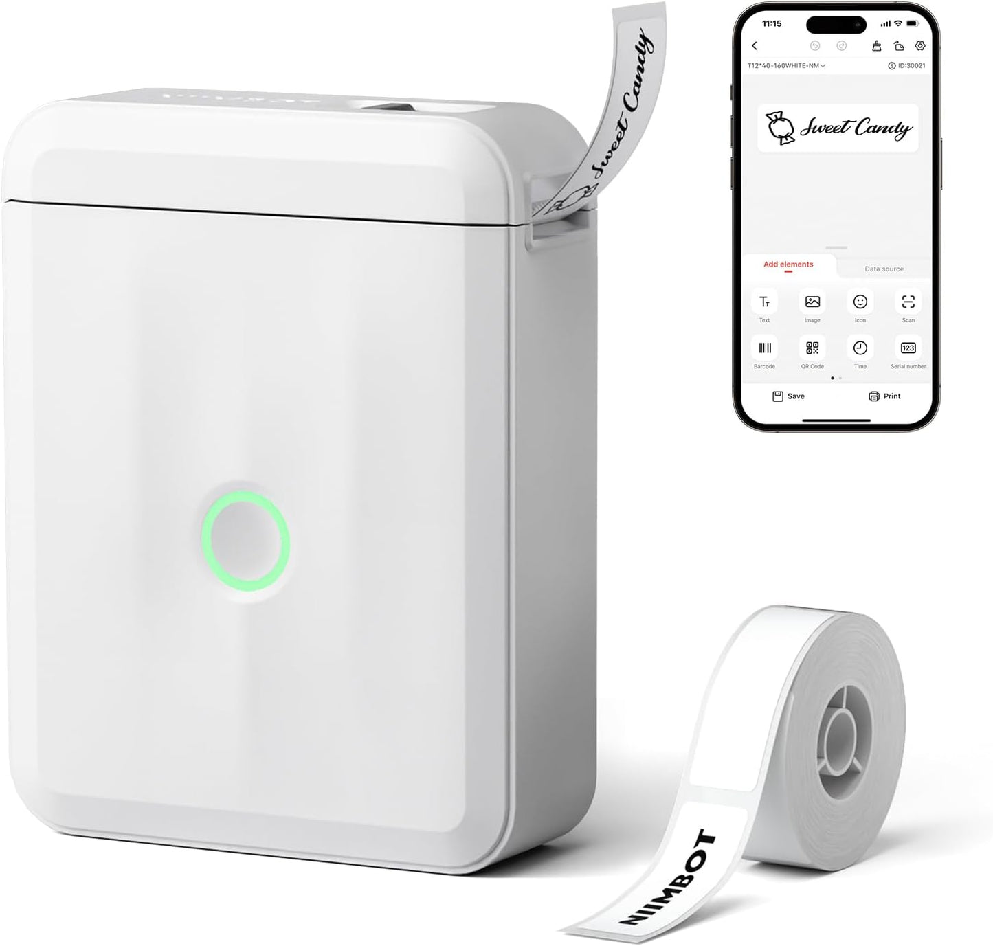 NIIMBOT D110 Mini Label Maker Machine with Tape(Pre-Cut Size 12x40mm), Portable Bluetooth Sticker Printer, Inkless Automatic Feeding One-Touch Custom Printing, Compatible with Phone Only