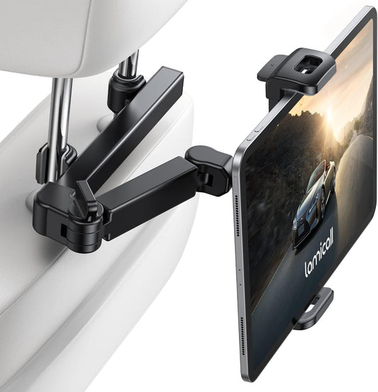 Lamicall Car Headrest Tablet Holder - [Extension Arm] Adjustable iPad Car Mount for Back Seat, Road Trip Essentials for Kids, 4.7-11" Tablet iPad Pro, Air, Mini, Galaxy, Fire, Mom Gift