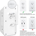 JcBlaon Outlet Extender Surge Protector - 6 Outlet Splitter with 4 USB Ports (2 USB C), Multiple Plug Expander Wall Charger, 3 Sided Multi Plug Wall Adapter Power Strip for Home Office Kitchen Travel
