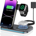 Wireless Charger, 3 in 1 Charging Station, Fast Charging Station Foldable Charging Stand, Wireless Charging Station for Multiple Devices, Compatible with lPhone 17/16/15/14/13 Pro Max Airpods Watch