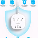 One Beat Flat Plug Power Bar with USB C, 6FT Ultra-Thin Extension Cord, 3 Outlet with 4 USB Ports (2 USB C) Desktop Charging Station, No Surge Protection for Cruise Ship, Travel Essentials, Dorm Room