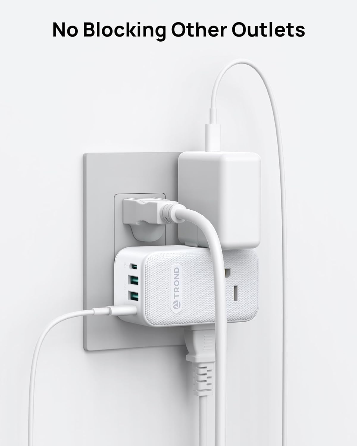 TROND 360° Rotating Multi Plug Outlet Extender, 2 PD 20W USB C Fast Charging Station, Small Power Splitter with 3 Way Sided Wall Socket Adapter for Home Office Dorm Room Cruise Travel Essentials