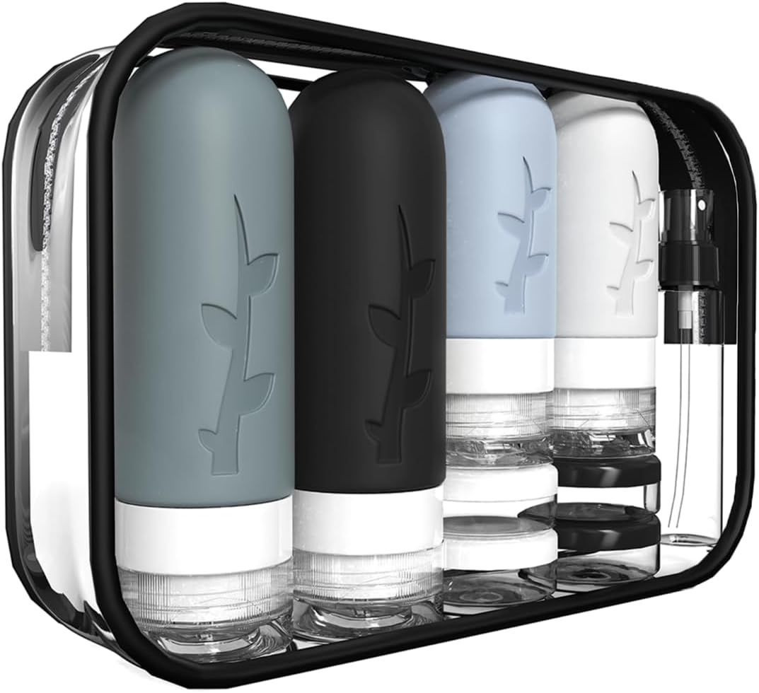18 Pack Travel Bottles for Toiletries, Travel Essentials TSA Approved Silicone Travel Size Toiletries, Leak-Proof Refillable Travel Containers for Toiletries Vacation Essentials