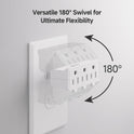 Cable Matters [cUL Listed] 2-Pack 3 Outlet Grounded 180 Degree Swivel Wall Tap in White Swivel / 3 Plug Outlet/Multi Plug Adapter
