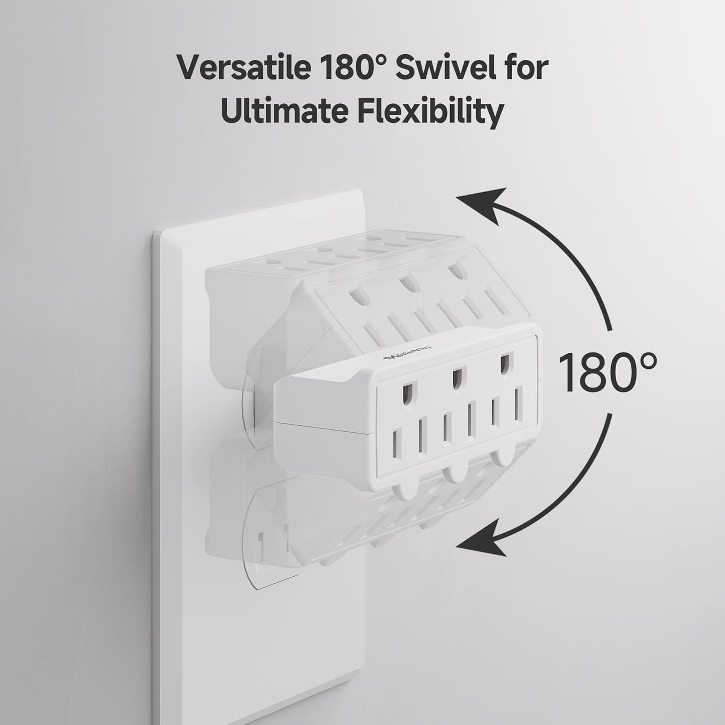 Cable Matters [cUL Listed] 2-Pack 3 Outlet Grounded 180 Degree Swivel Wall Tap in White Swivel / 3 Plug Outlet/Multi Plug Adapter