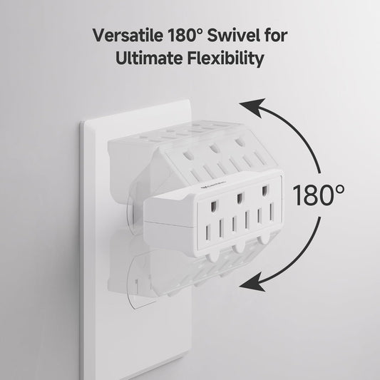 Cable Matters [cUL Listed] 2-Pack 3 Outlet Grounded 180 Degree Swivel Wall Tap in White Swivel / 3 Plug Outlet/Multi Plug Adapter