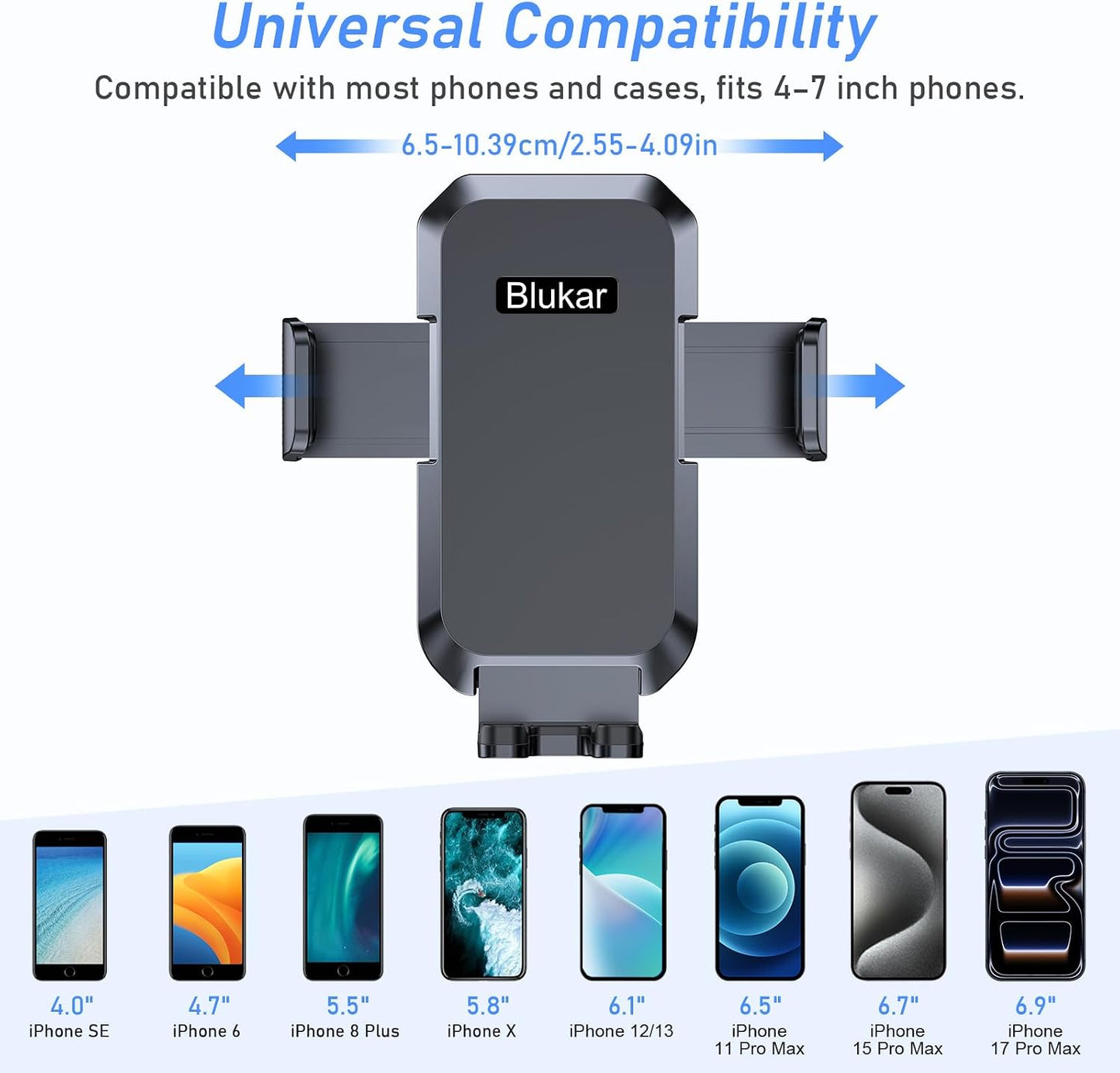 Blukar Phone Holder Car, Air Vent Car Phone Mount with Upgraded Ultra Stable Hook Clip, 360° Rotation, One Button Release Cellphone Holder for iPhone, Google, Galaxy and All Mobile Phones