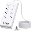 Power Strip Surge Protector - Addtam 10Ft Long Extension Cord with 6 Outlets and 4 USB Ports(2USB C), Flat Plug Overload Surge Protection Outlet Strip, Wall Mount for Home, Office and More