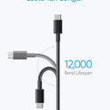 Anker USB C Cable, [2-Pack, 6 ft] Type C Charger Premium Nylon USB Cable, USB A to Type C Charging Cable Fast Charge for Samsung Galaxy S10 S10+ / Note 8, LG V20 and Other USB C Charger (Black)