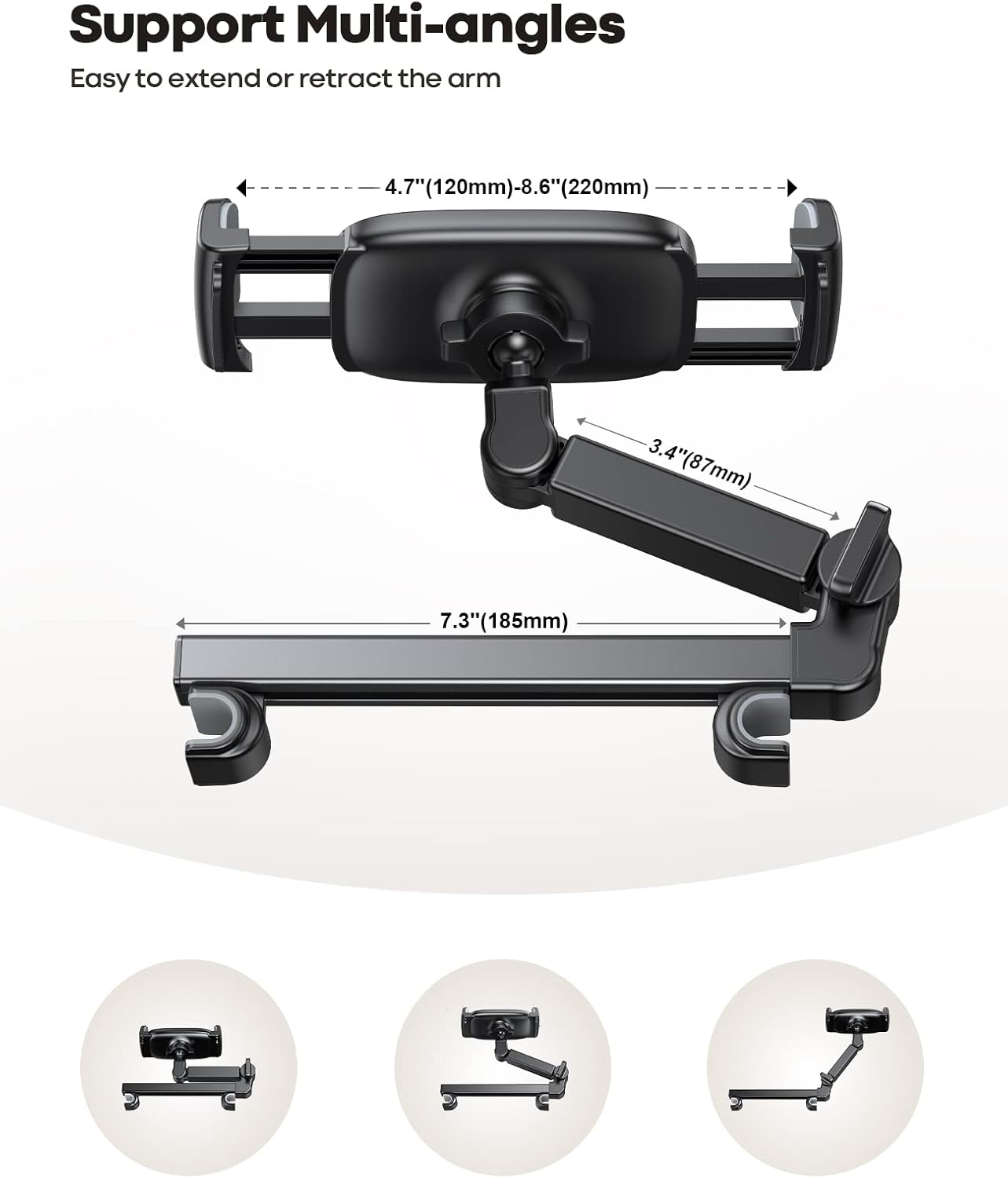 Lamicall Car Headrest Tablet Holder - [Extension Arm] Adjustable iPad Car Mount for Back Seat, Road Trip Essentials for Kids, 4.7-11" Tablet iPad Pro, Air, Mini, Galaxy, Fire, Mom Gift