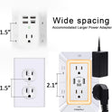 3-Sided Power Bars with Surge Protector, POWRUI 6-Outlet Extender with 3 USB Ports (1 USB C) and Night Light, Multi Plug Outlet and Spaced Outlets Adapter, ETL, White
