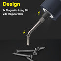 HOTO Electric Screwdriver Set, 3.6V Rechargeable Screwdriver Set with 25 S2-Steel Bits, Cordless Power Screwdriver Set with LED Light, All-in-One Design, 1500mAh 800 Times, USB-C Charging