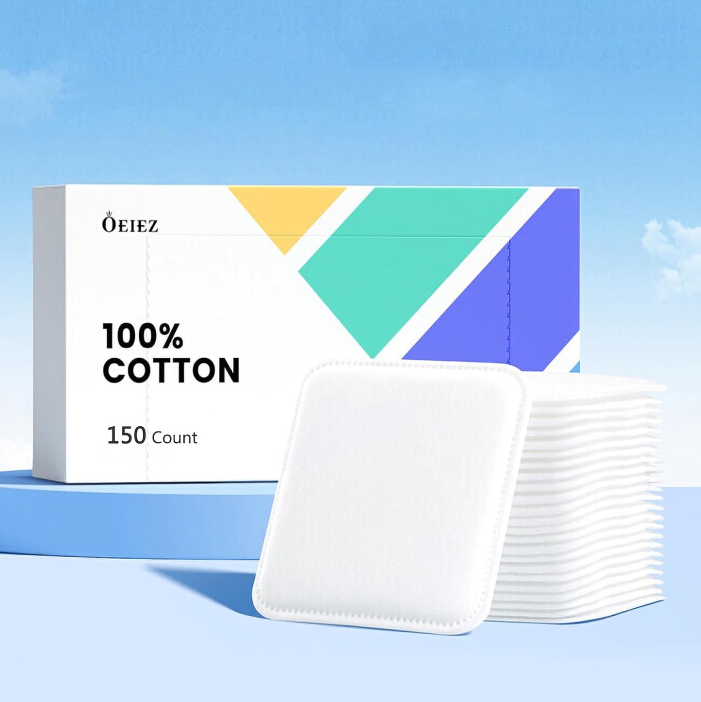 Square Cotton Pads 150 Counts Lager Size 100% Cotton Makeup Remove Pads Not to Shed or Fall Apart Face Cotton Pads Triple-Layer Design for Daily Skin Care,Lint-Free, 2.75''X2.95'' Brand: ZORLYS