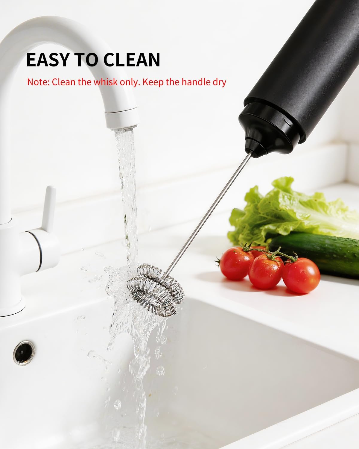 CIRCLE JOY Electric Milk Frother Handheld, Rechargeable Coffee Frother with Dual Spring Whisk, Portable Hand Frother Wand Drink Mixer for Coffee, Hot Chocolate, Cappuccino, Frappe, Matcha, Black