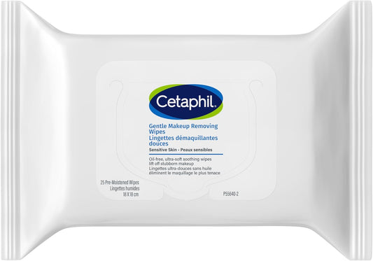Cetaphil Gentle Makeup Removing Wipes with Aloe Vera, Chamomile and Green Tea - Fragrance-Free, Non-Irritating, Paraben-Free - For all skin types, 25-Count