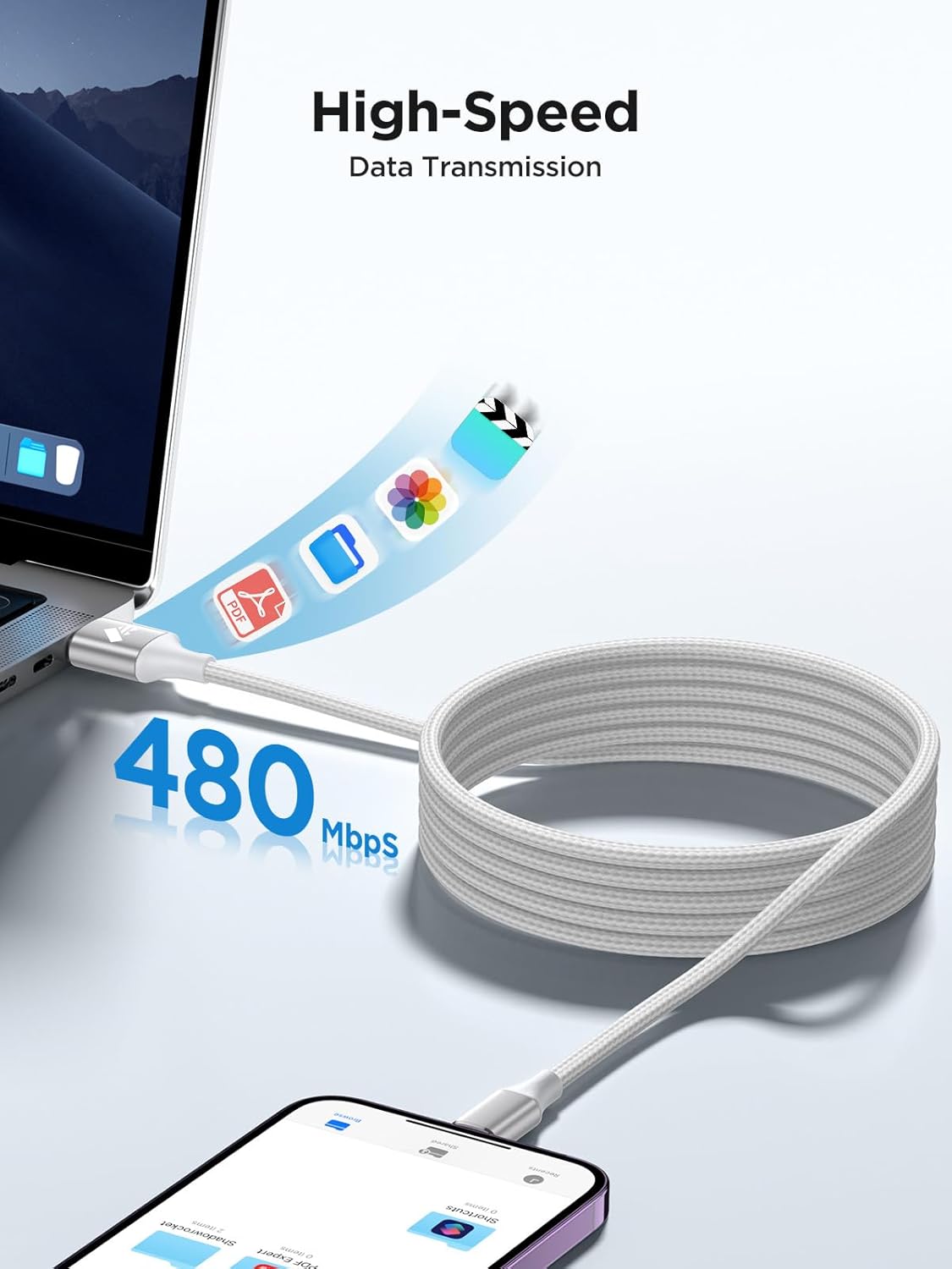 iPhone Charger [Apple MFi Certified] 6FT USB Charger Cable Fast Charging USB to Lightning Cable Braided Cord Compatible with iPhone 14 13 12 11 Pro Max XR XS X 8 7 6 Plus SE, iPad