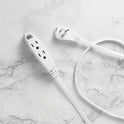 Globe Electric 24302 10ft Medium Duty 3-Outlet Indoor Extension Cord, Grounded, Right Angle Plug, White