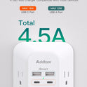 2 Pack USB Wall Charger Surge Protector, Multi Plug Outlet with 5 Outlet Extender and 4 USB Charging Ports (2 USB C Outlet) 3 Sided 1800J Power Bar for Home Travel Office