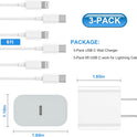 iPhone Charger Fast Charging【Apple MFi Certified】 3Pack USB-C Wall Charger Block with 6FT USB C to Lightning Cables for iPhone 14/14 Pro/14Pro Max/13/13 Pro/12/12 Pro/12 Pro Max/11/Xs Max/XR/X Type C