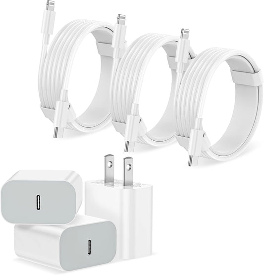iPhone Charger Fast Charging【Apple MFi Certified】 3Pack USB-C Wall Charger Block with 6FT USB C to Lightning Cables for iPhone 14/14 Pro/14Pro Max/13/13 Pro/12/12 Pro/12 Pro Max/11/Xs Max/XR/X Type C