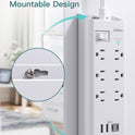 Power Strip Surge Protector - Addtam 10Ft Long Extension Cord with 6 Outlets and 4 USB Ports(2USB C), Flat Plug Overload Surge Protection Outlet Strip, Wall Mount for Home, Office and More