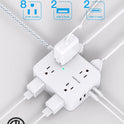 Surge Protector Power Bar - 8 Outlets 4 USB Charging Ports(2 USB C), Power Strip with 5Ft Braided Extension Cord, Flat Plug, Wall Mount Desk USB C Charging Station for Home Office College Essentials