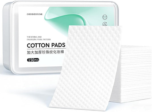 Square Cotton Pads 150 Counts Lager Size Cotton Makeup Remove Pads Not to Shed or Fall Apart Face Cotton Pads for Daily Skin Care, Lint-Free, 3.15'X3.94''