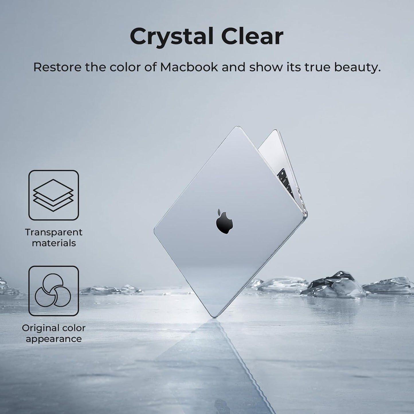 EooCoo Case Compatible with MacBook Air 13 inch M5 M4 M3 M2 2026-2022 A3449 A3240 A3113 A2681, 13.6" Hard Case Cover & Keyboard Skin & Screen Protector for Laptop Air 13.6 inch - Crystal Clear