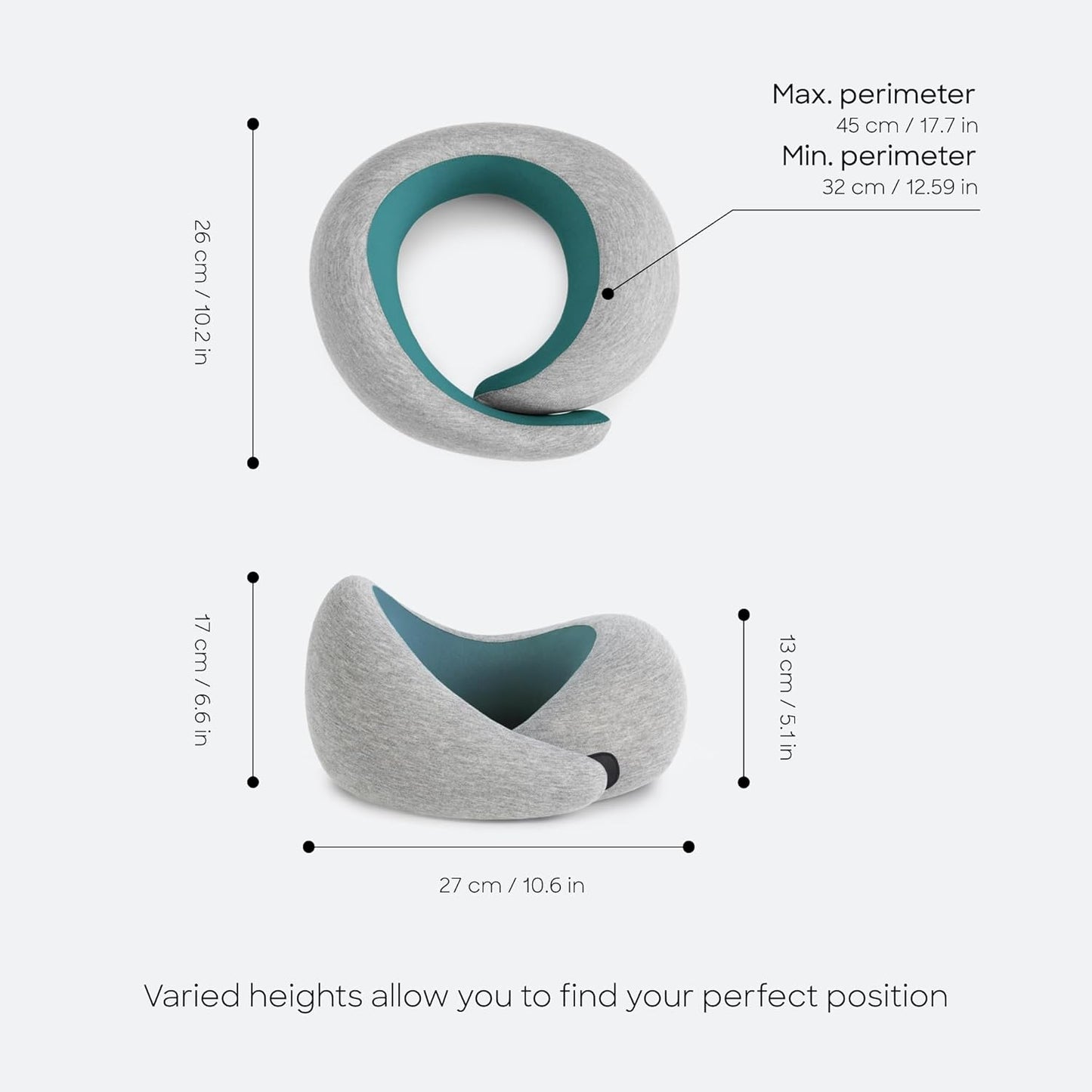 Ostrichpillow Go Neck Pillow, Travel Pillows for Airplanes, Premium Memory Foam Travel Pillow, 360º Ergonomic Design, Asymmetrical Sides, Travel Bag Included, Washable Modal Cover