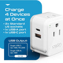 Ceptics International Travel Plug Adapter Set (Type A, B, C, D, E/F, G, H, I, J, K, L, M, N) - 4 in 1 - 2 Canadian Socket - 1 USB & 1 USB-C (3.1A) - Compact & Powerful (PAK-ALL)