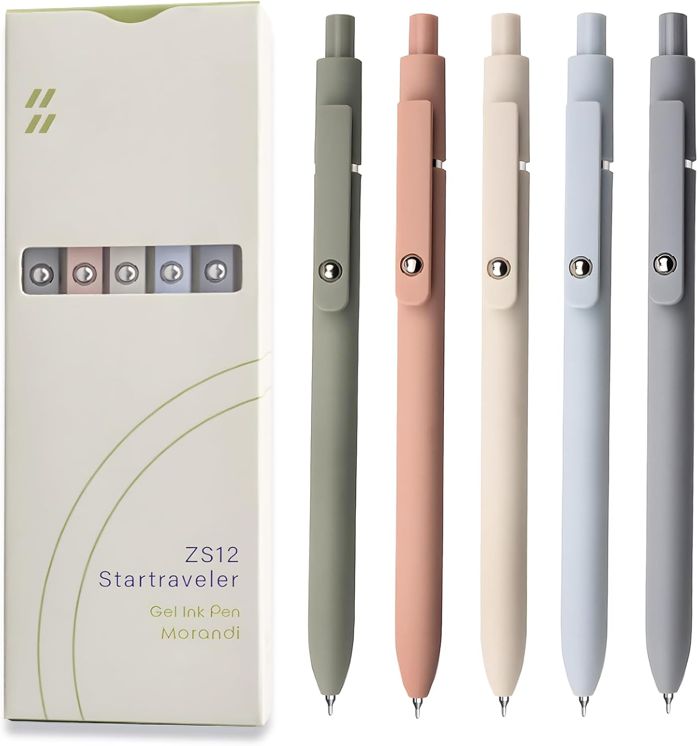 UIXJODO Gel Pens, 5 Pcs 0.5mm Black Ink Pens Fine Point Smooth Writing Pens, High-End Series Retractable Pens for Journaling Note Taking, Cute Office School Supplies Gifts for Women Men (Morandi)