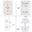 3-Sided Power Bars with Surge Protector, POWRUI 6-Outlet Extender with 3 USB Ports (1 USB C) and Night Light, Multi Plug Outlet and Spaced Outlets Adapter, ETL, White