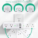 USB Outlet Extender Surge Protector - with Rotating Plug, 6 AC Multi Plug Outlet and 3 USB Ports (1 USB C), 3-Sided Swivel Power Strip with Spaced Outlet Splitter for Home, Office, Travel