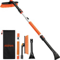 AstroAI 47.2" Extendable Snow Brush for Car Ice Scraper Windshield and Foam Grip with 360° Pivoting Brush Head for Car Auto Truck SUV (Orange)