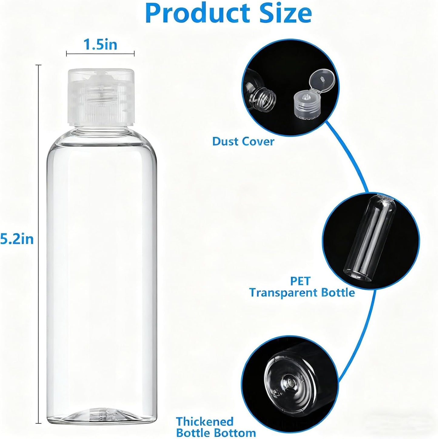 DTDNZKN 4 Pack 3.4 Oz (100ml) TSA Approved Travel Bottles for Toiletries, Leak Proof Plastic Travel Essentials Accessories