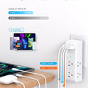 Surge Protector Outlet Extender - with Rotating Plug, 6 AC Multi Plug Outlet with 4 USB Ports (2 USB C), 1800 Joules, 3-Sided Swivel Power Bar with Spaced Splitter for Home, Office, Travel