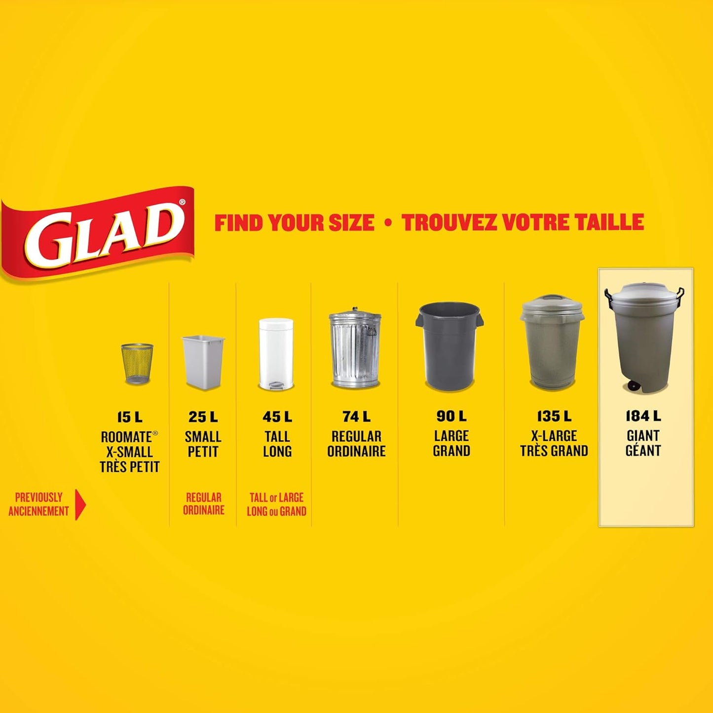 Glad Black Garbage Bags - Giant 184 Litres - 40 Trash Bags Made in Canada of Global Components