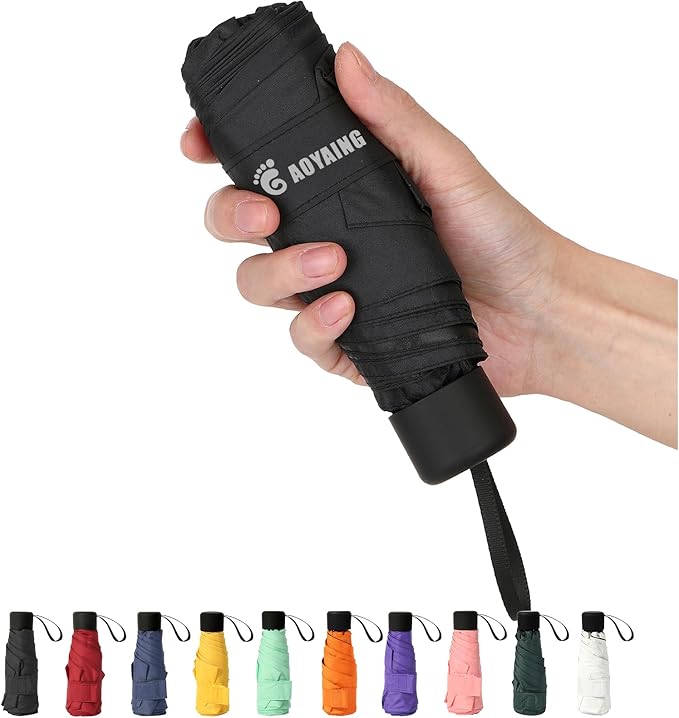Compact Travel Umbrella with Case Sun&Rain Lightweight Small and Compact Suit for Pocket