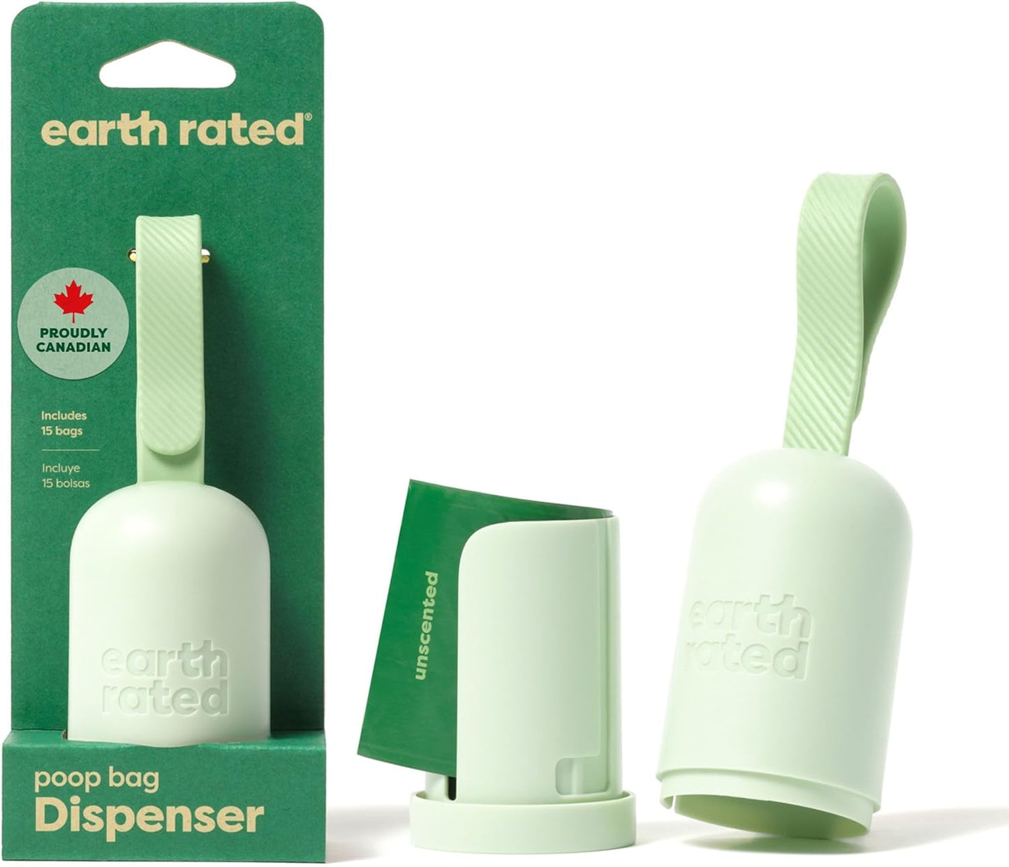 Earth Rated Dog Poop Bag Holder, Durable and Guaranteed Leakproof, Unscented, Dispenser with Starter Roll