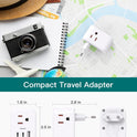 European Travel Plug Adapter, International Power Plug Adapter with 3 Outlets 3 USB Charging Ports(1 USB C), Travel Essentials to Italy,Greece,Israel,France, Spain (Type C)