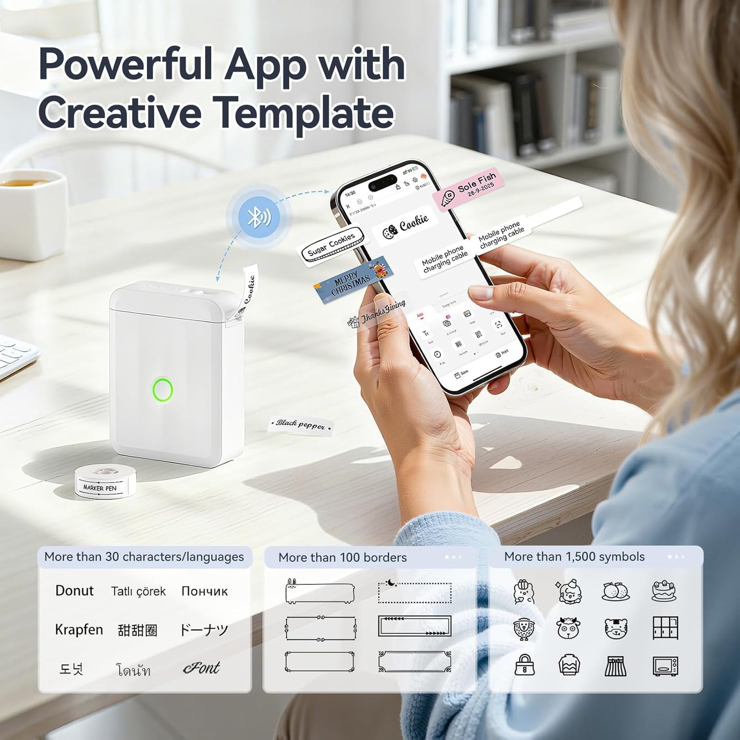 NIIMBOT D110 Mini Label Maker Machine with Tape(Pre-Cut Size 12x40mm), Portable Bluetooth Sticker Printer, Inkless Automatic Feeding One-Touch Custom Printing, Compatible with Phone Only
