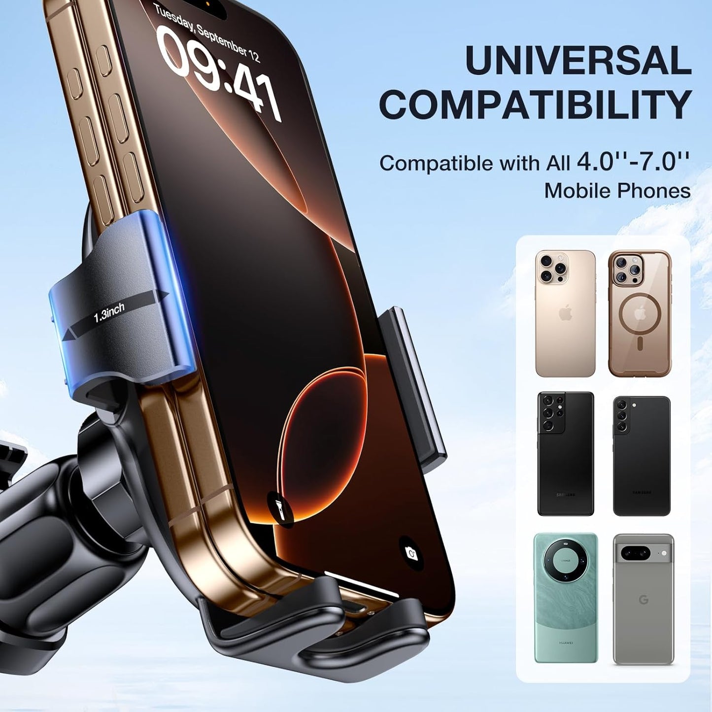 Miracase Phone Holder for Car Vent【2026 Wider Clamp & Metal Hook】 Car Phone Holder Mount for Vent Clip Hand Free Cell Phone Car Mount for iPhone 17 Pro Max 16 15 14 13 12 Samsung S25 Car Accesorries