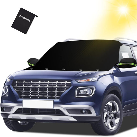 Tevlaphee Windshield Sun Shade for Summer Heat, UV Protection, Car Windshield Cover to Block Sun, Reduce Heat, Foldable Sun Shade for Cars SUVs Trucks Vans, All-Season Use